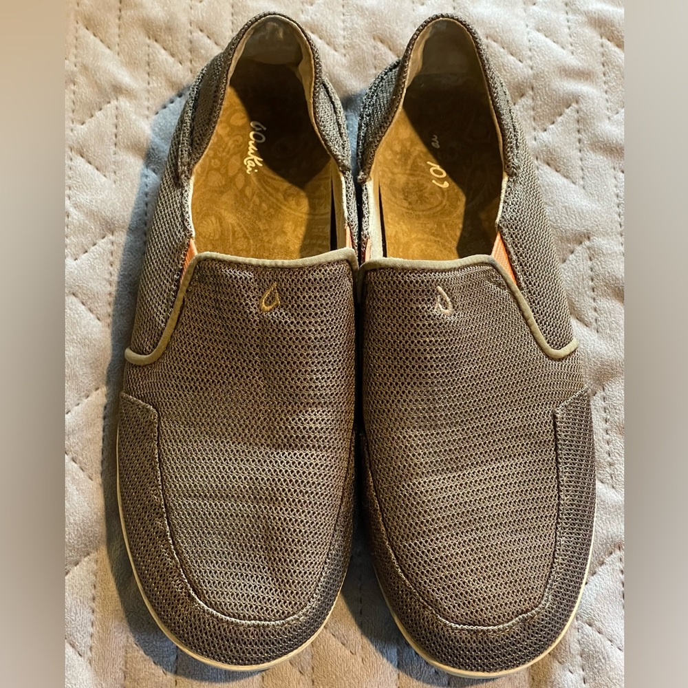 Olukai slip on shoes womens size‎ 8.5 brown pre-owned condition